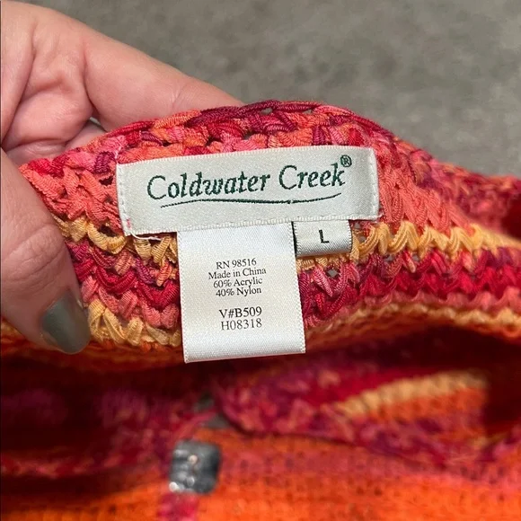 Vintage Coldwater Creek Button Up Cardigan Sunset Open Knit Long Sleeve Large - Picture 4 of 5